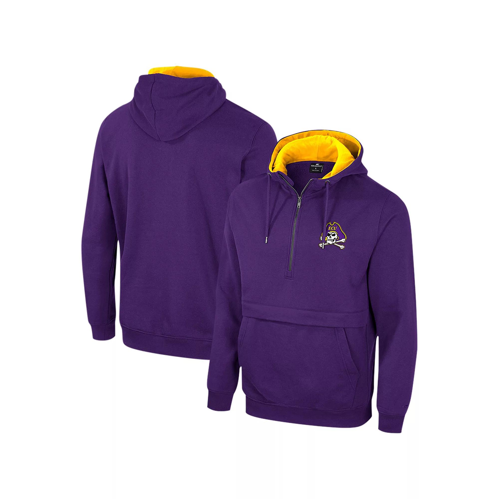 Men's Colosseum Purple ECU Pirates Team Half-Zip Pullover Hoodie,  Product Image