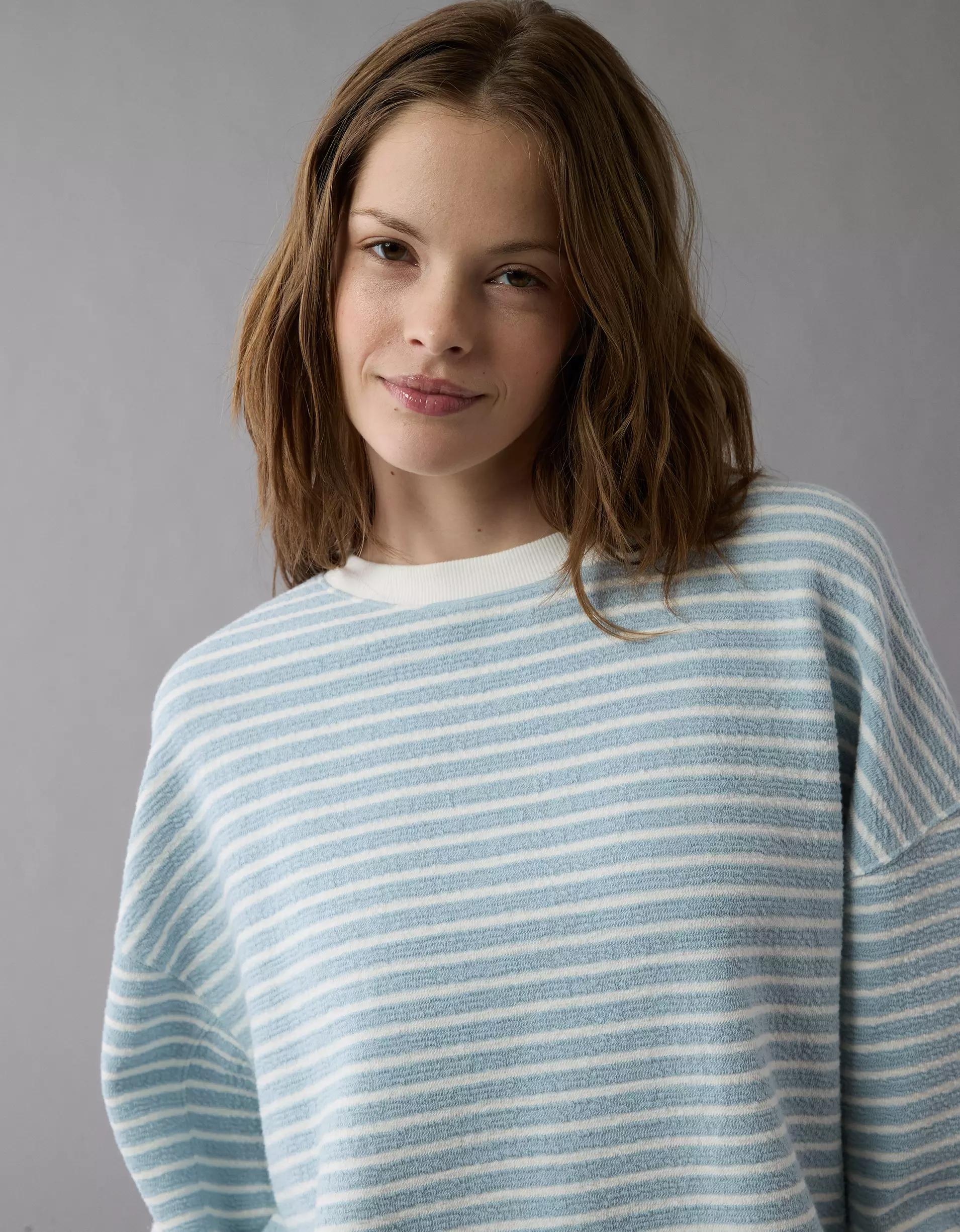 AE Oversized Striped Sweatshirt Product Image