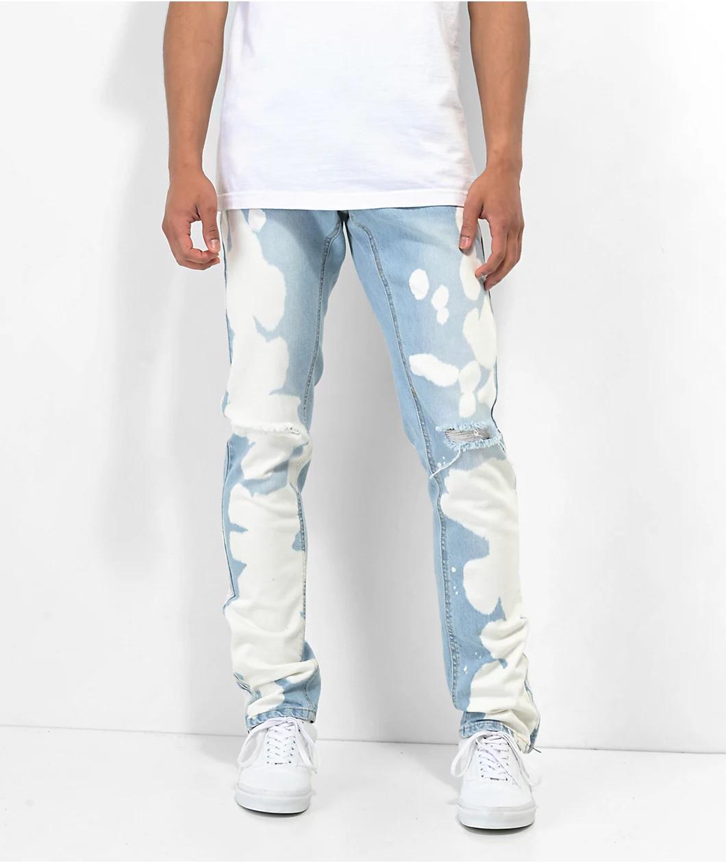 Ninth Hall Rogue Tapered Printed Smoke Skinny Jeans Product Image