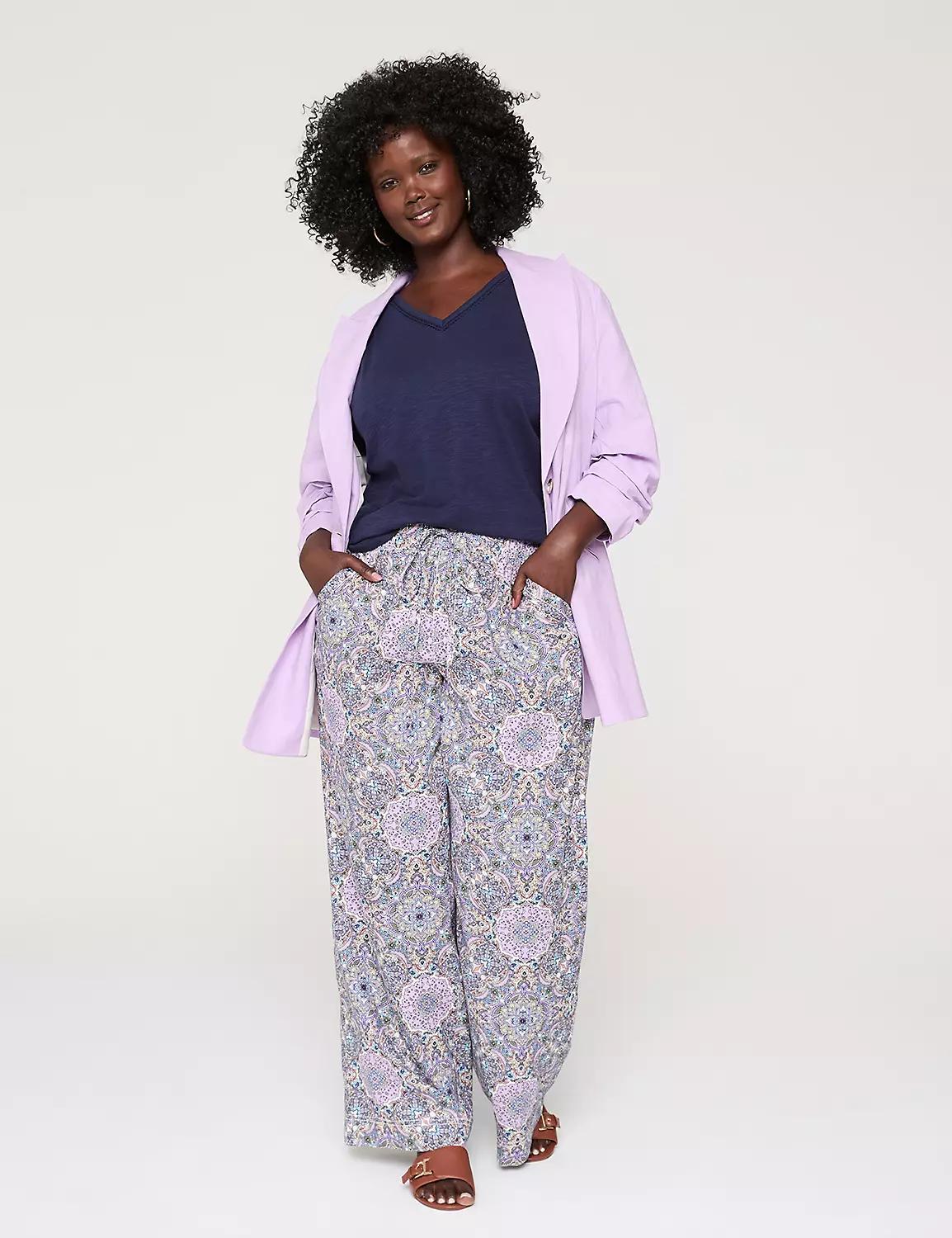 V-Neck Crochet-Trim Tee Product Image