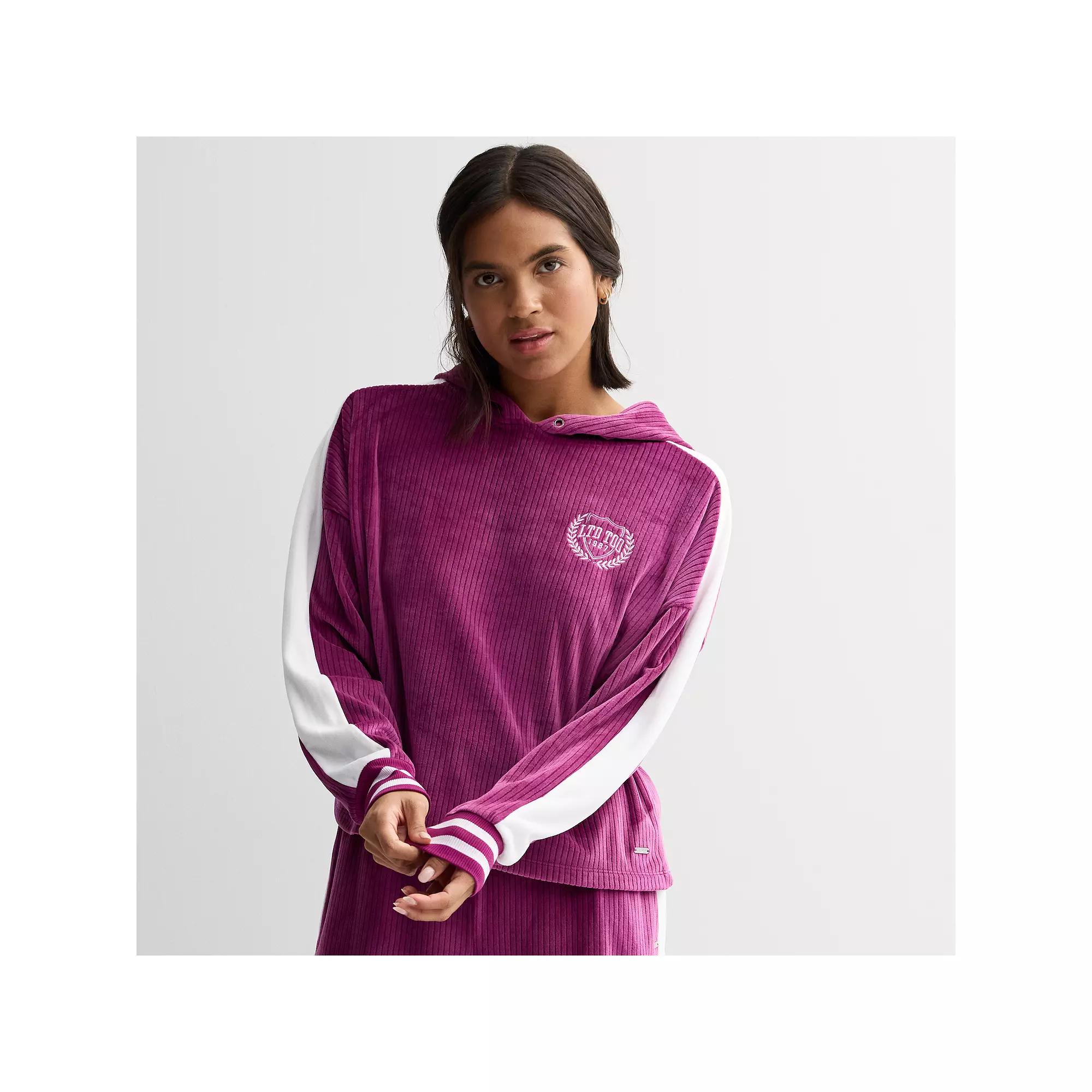 Women's Limited Too Velour Hoodie, Girl's, Size: Large, Purple Product Image