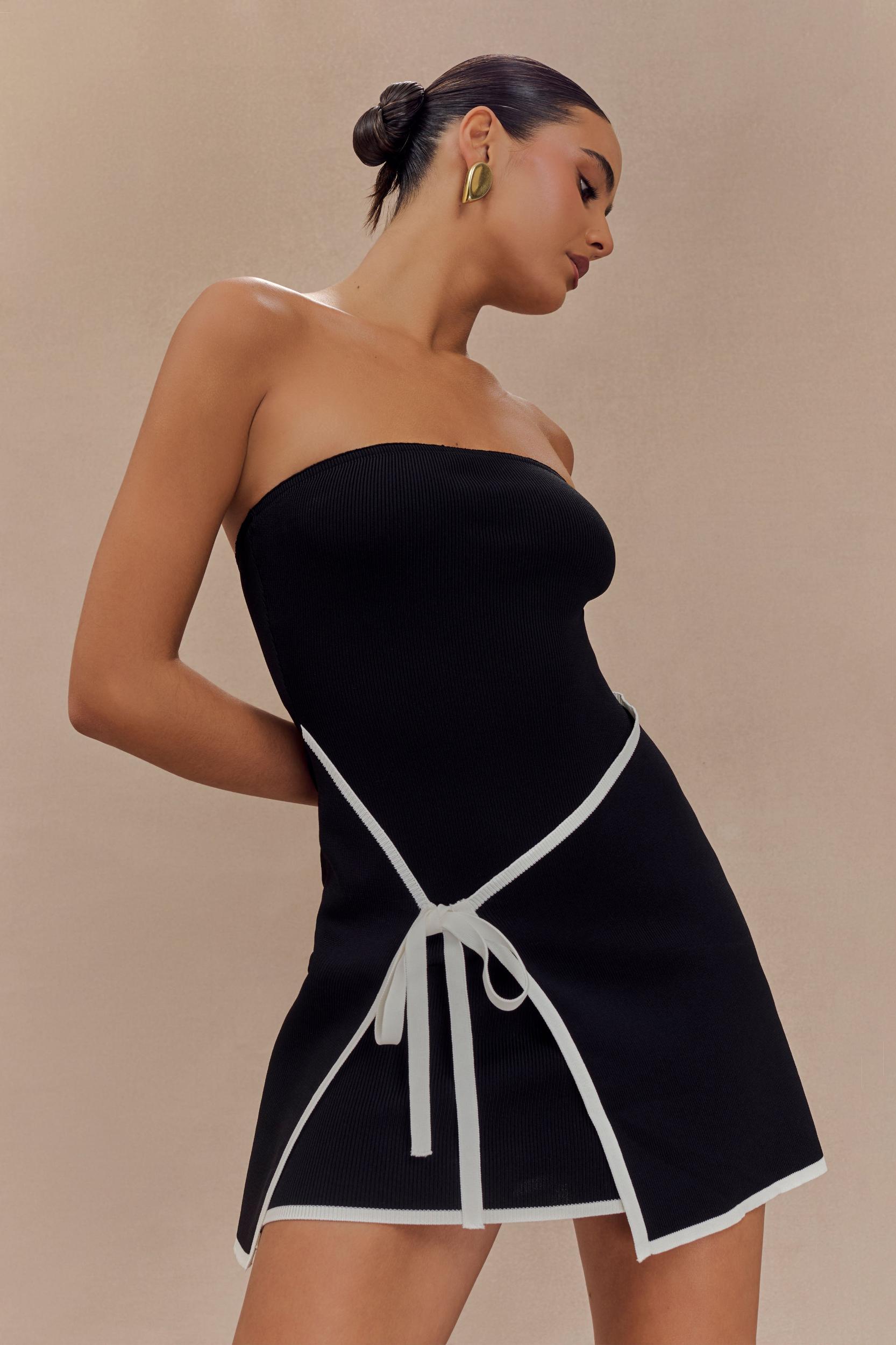 Rian Strapless Knit Mini Dress - Black Product Image