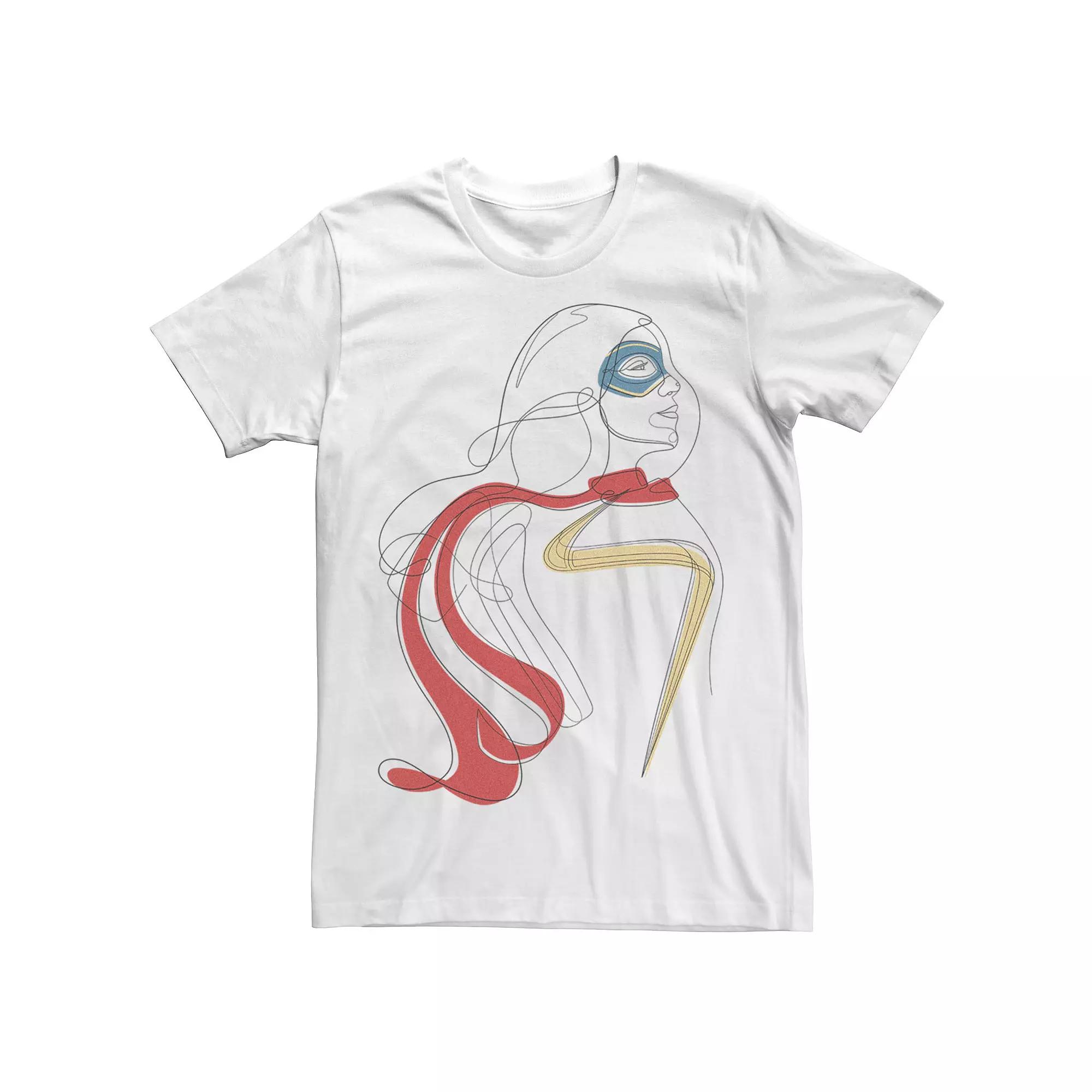 Men's Marvel Ms. Marve Line Sketch Tee, Size: XL, White Product Image