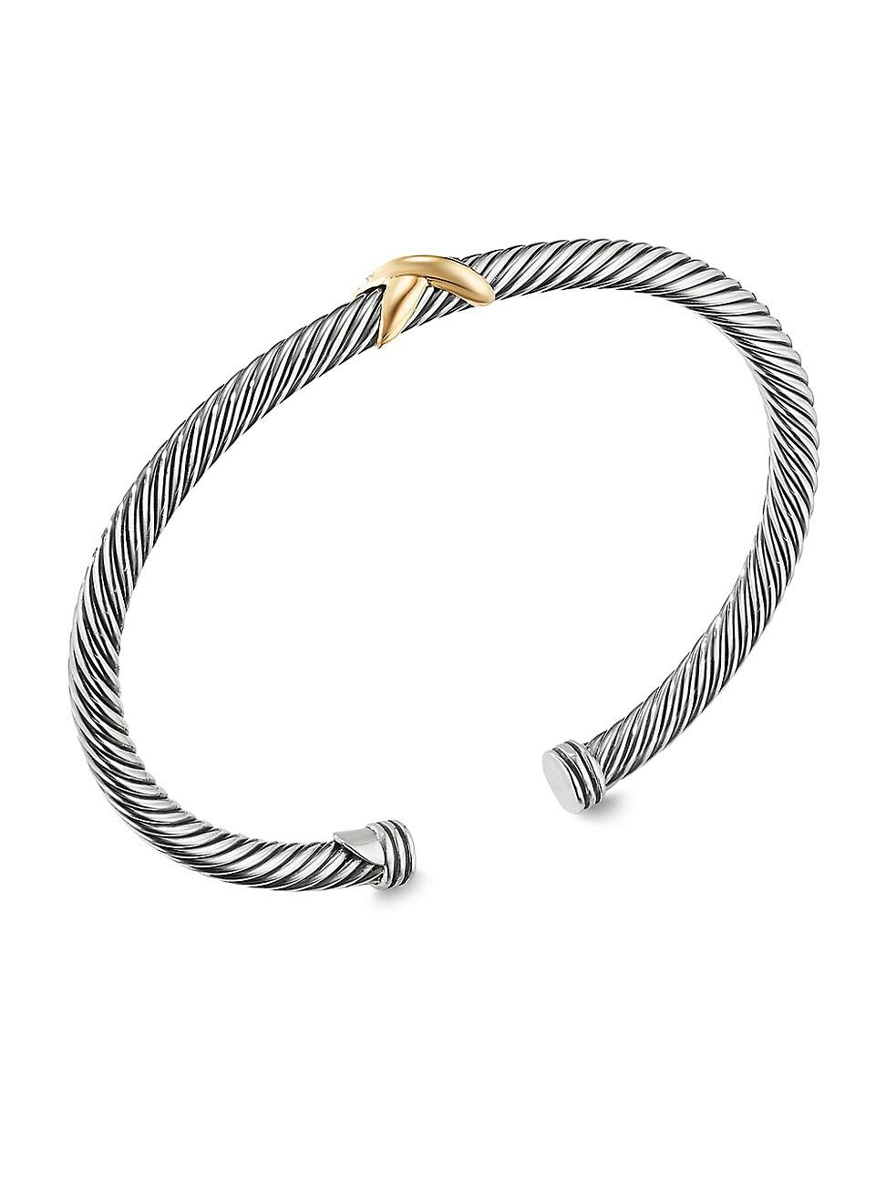 Cable Station Bracelet in Silver with 18K Gold, 4mm Product Image