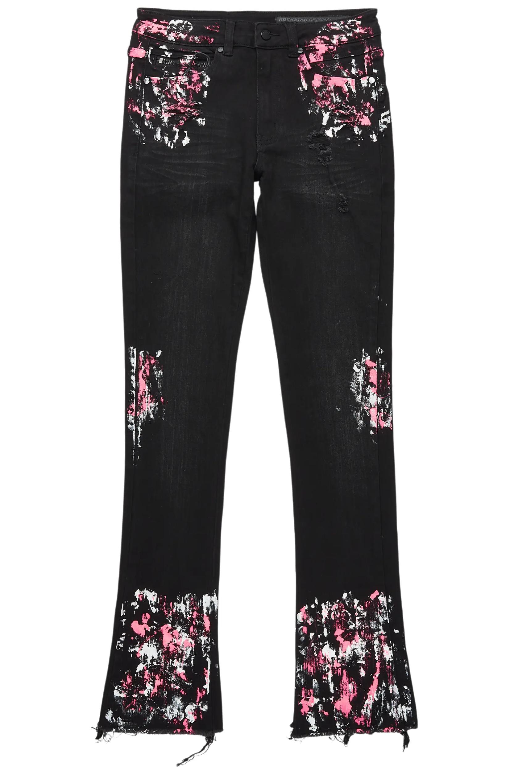 Kodak Black/Pink Painter Stacked Flare Jean Male Product Image