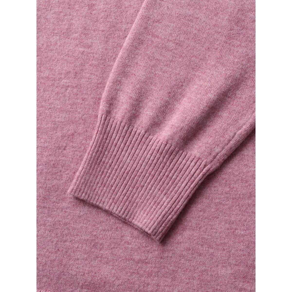 Plus Size Supersoft Essentials Button Slit Hem Pullover DustyPink Women Casual Long Sleeve V-neck Everyday Pullovers BloomChic 22-24/3X Product Image