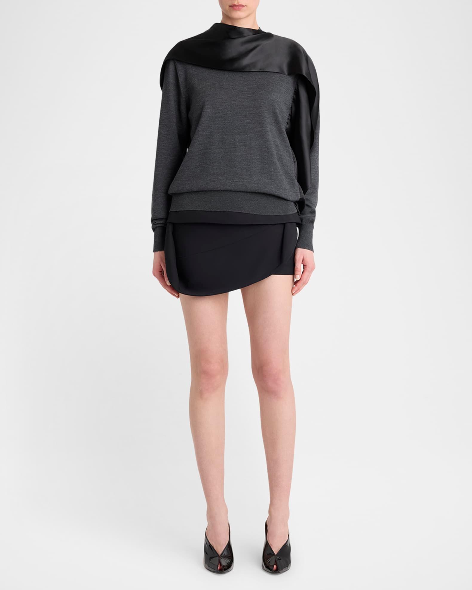 Satin Scarf Wool Sweater Product Image