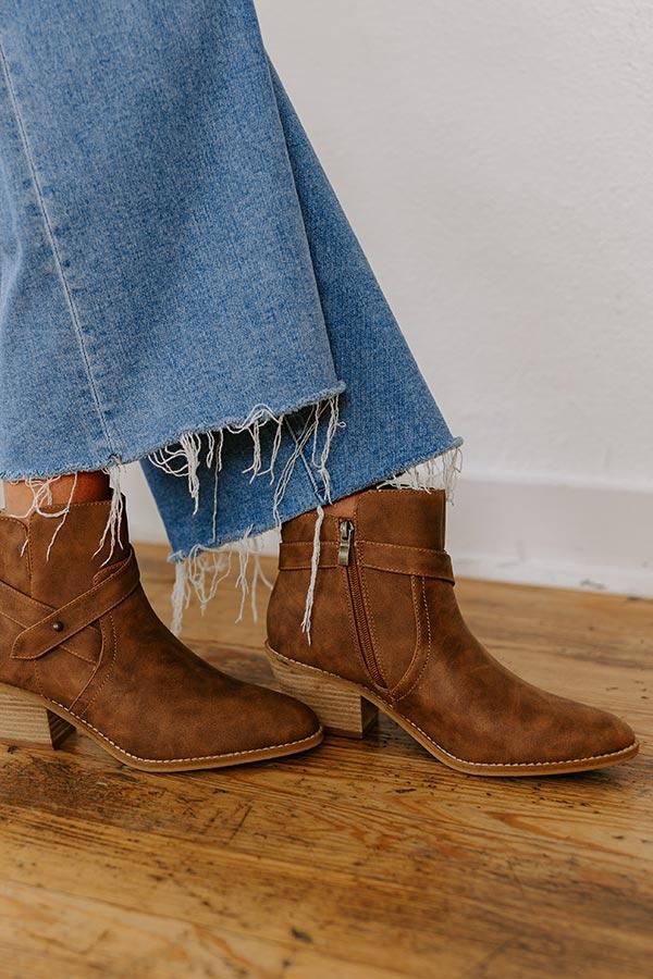 The Fed Up Faux Leather Bootie in Brown Product Image