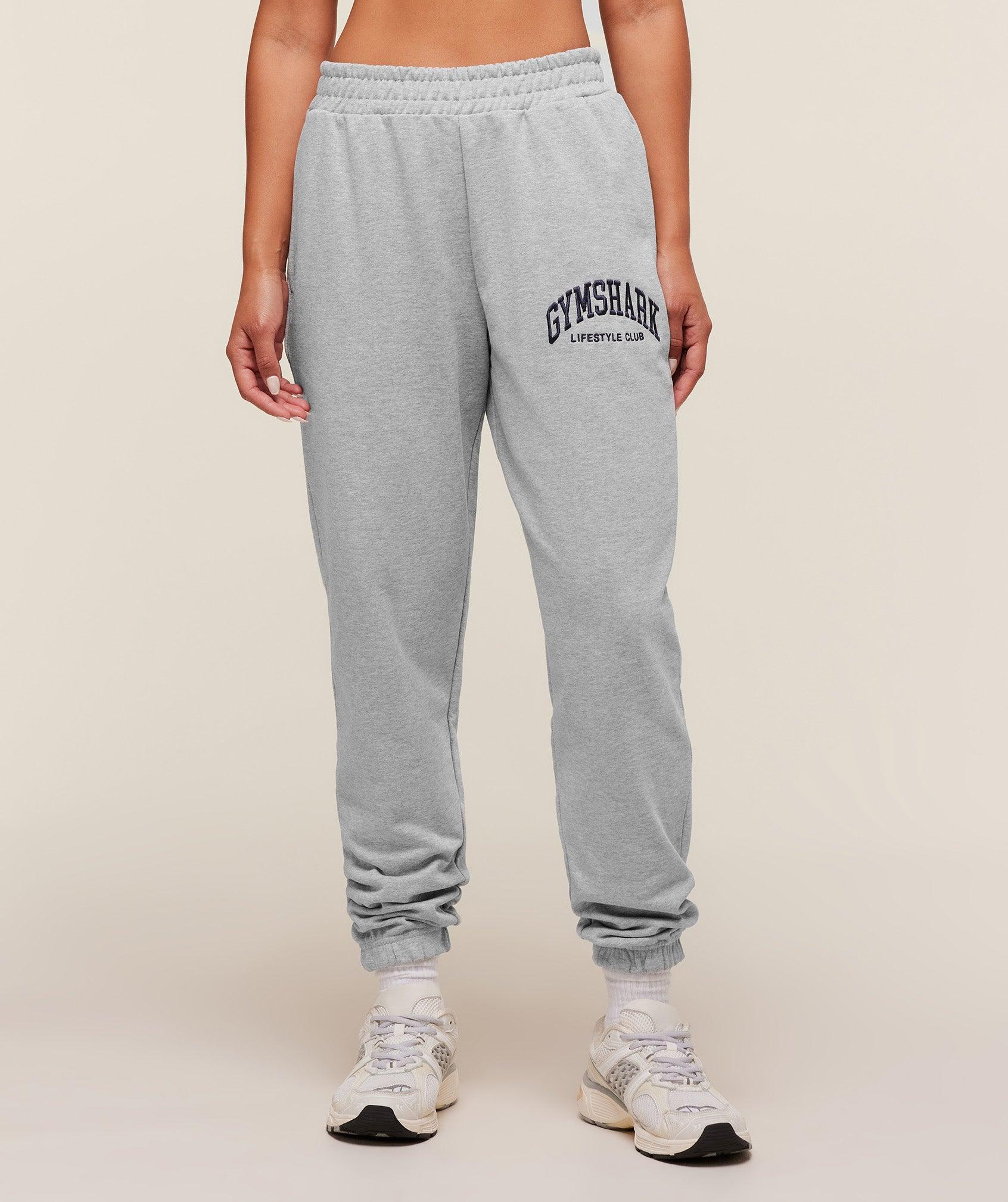 Gymshark Collegiate Graphic Joggers - Light Grey Core Marl Female Product Image