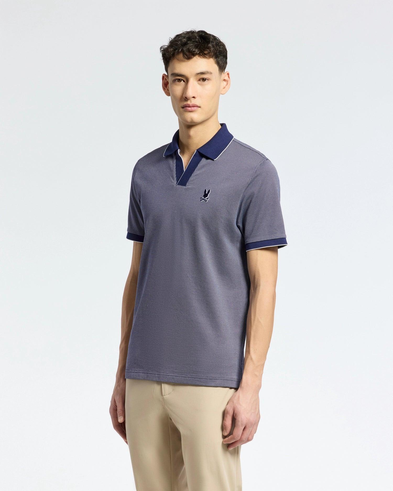MENS MACKAY JACQUARD JOHNNY COLLAR POLO - B6K408F200 Male Product Image