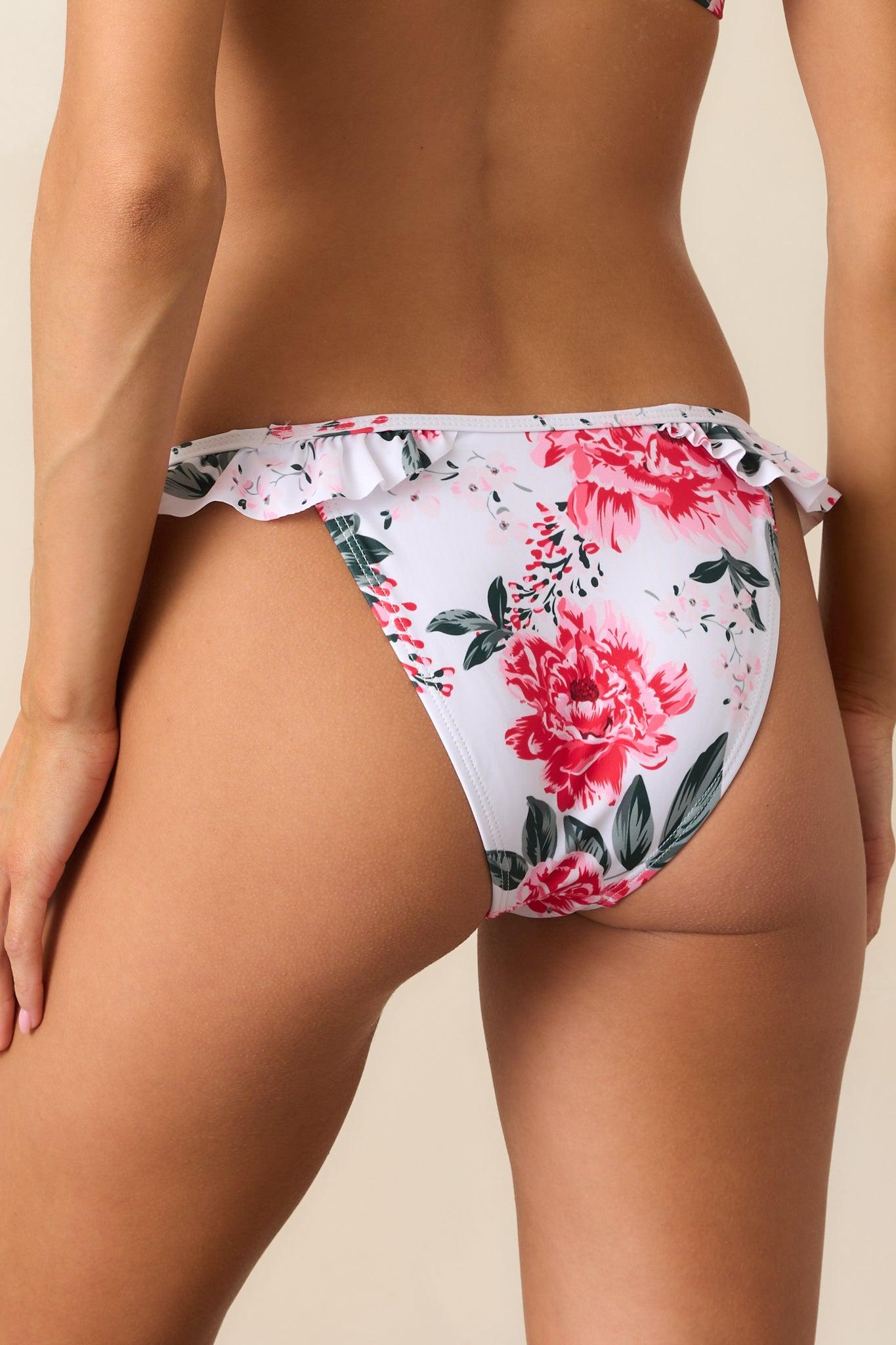 Life is Better in the Sun Pink Peony Floral Ruffle Bikini Bottoms Product Image