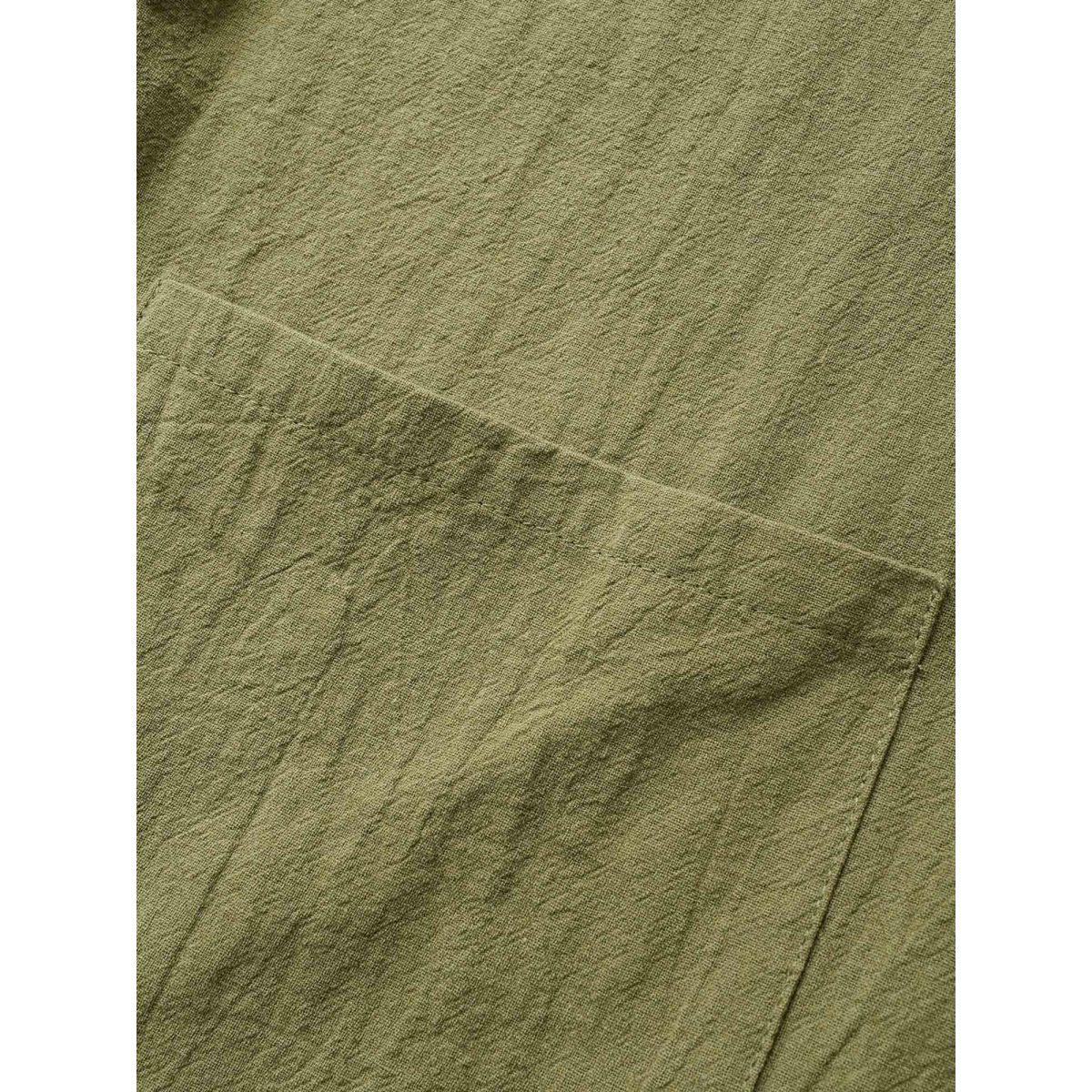 Plus Size ArmyGreen Cotton Plain Textured Patch Pocket Jumpsuit Women Casual Sleeveless Square Neck Everyday Loose Jumpsuits BloomChic 12/L Product Image