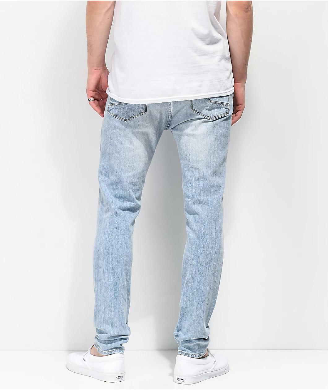 Empyre Verge Sprint Blue Distressed Tapered Skinny Jeans Product Image