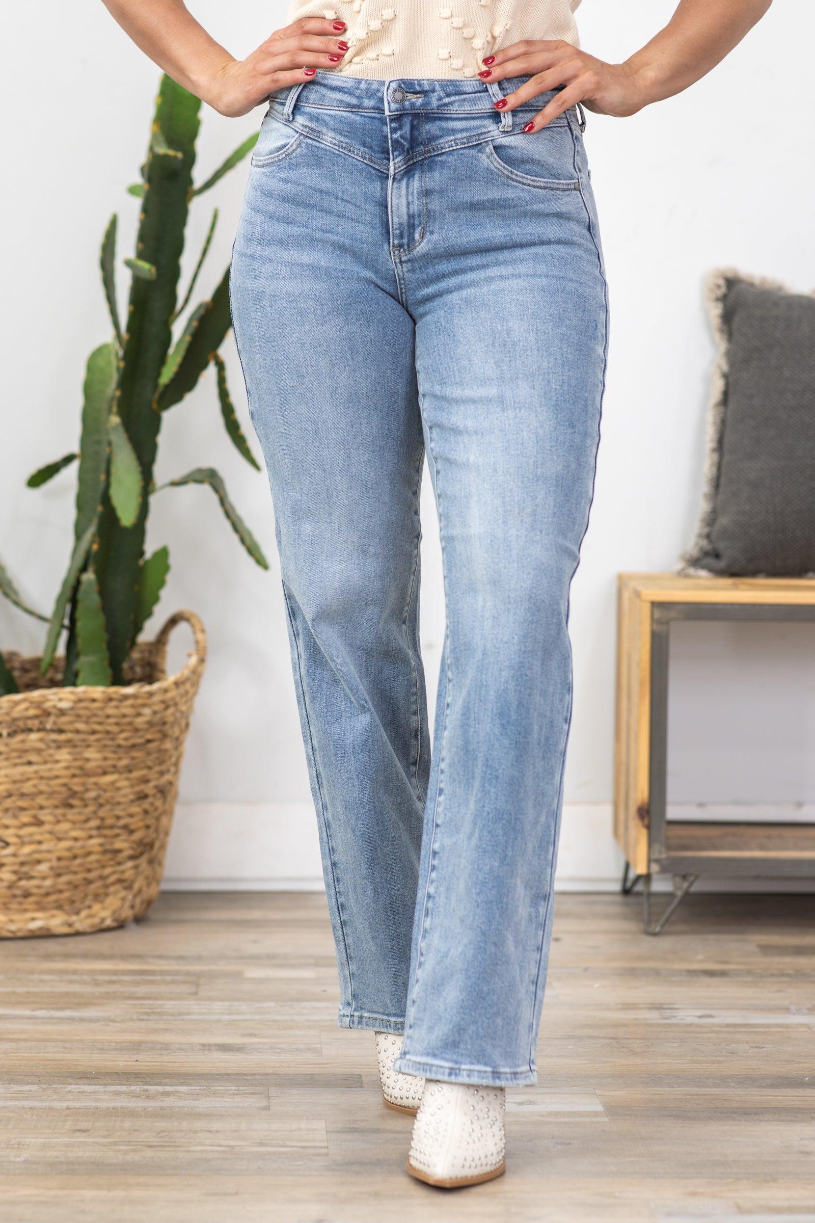 Judy Blue Front Yoke Retro Wide Leg Jeans Product Image