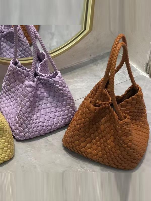 Solid Color Split-Joint Woven Bags Handbags Product Image