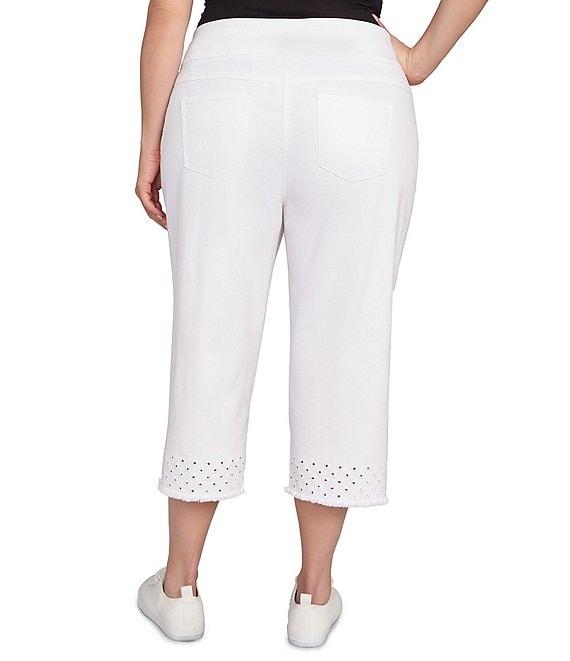 Ruby Rd. Plus Size Eyelet Fringe Hem Pull-On Capri Pants Product Image