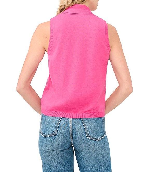 CeCe Knit Tie Neck Sleeveless Tank Product Image