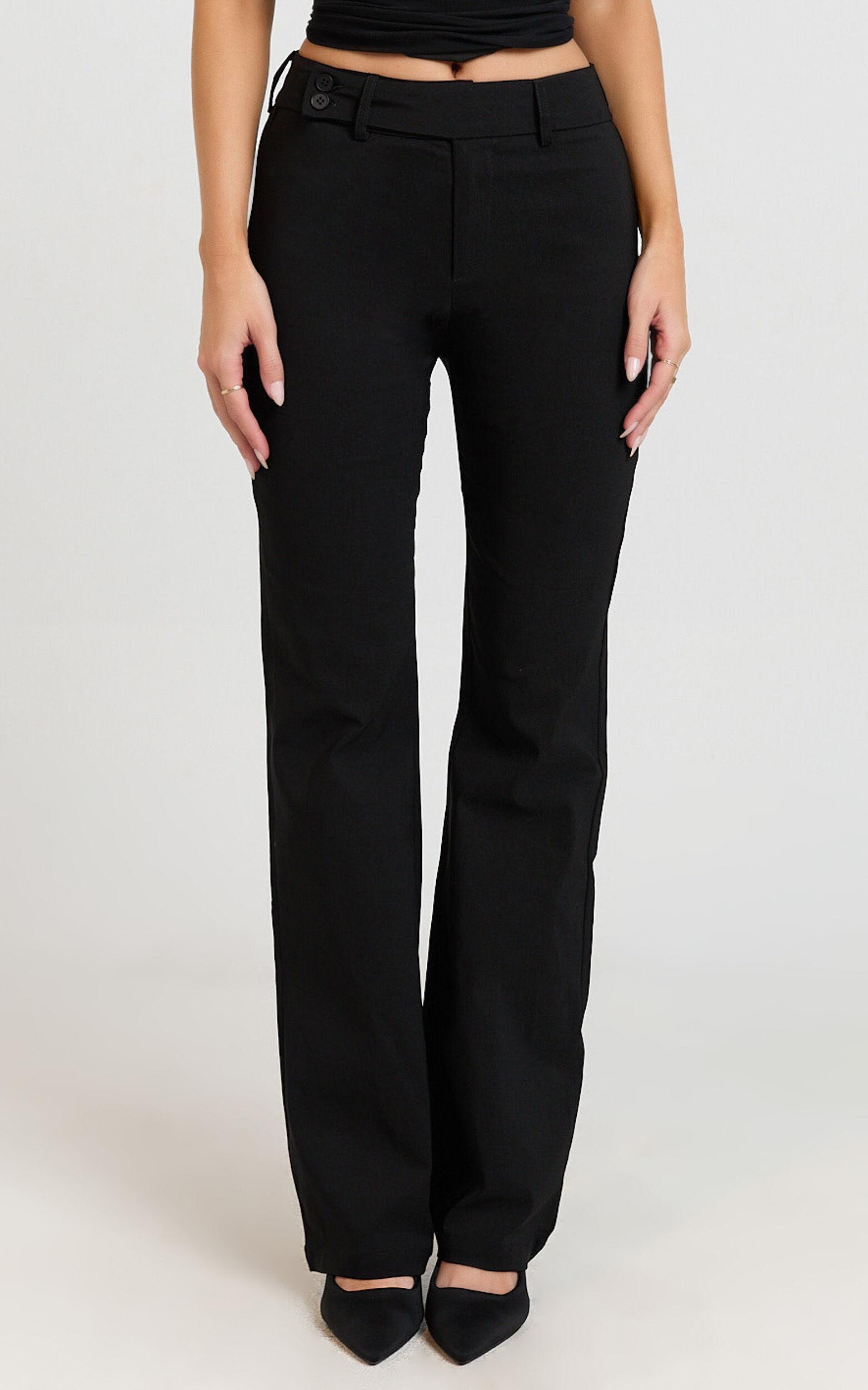 Lindsay Pants - Mid Rise Belted Bootcut Pants in Black Product Image