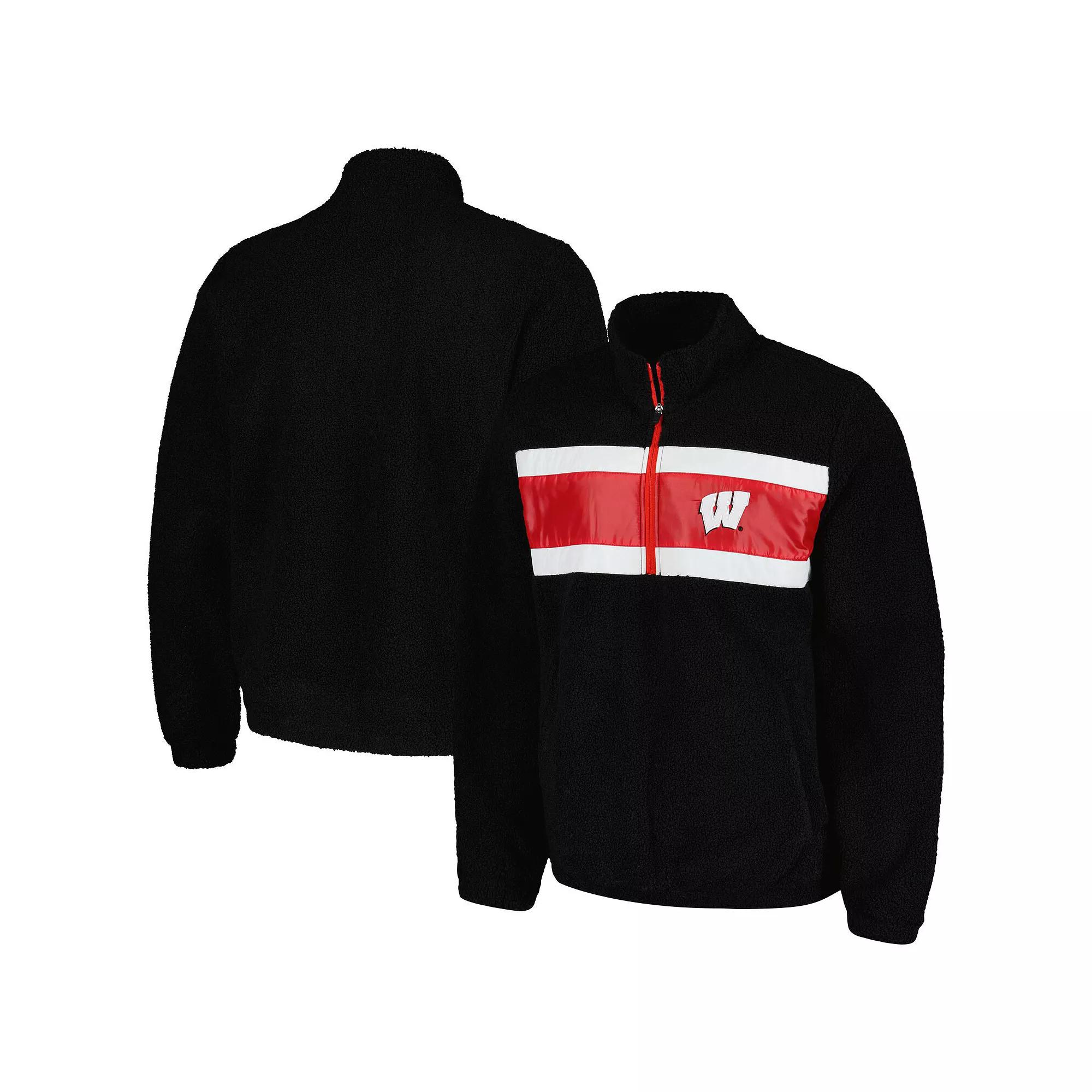Men's G-III Sports by Carl Banks Black Wisconsin Badgers Pinch Runner Half-Zip Top,  Product Image