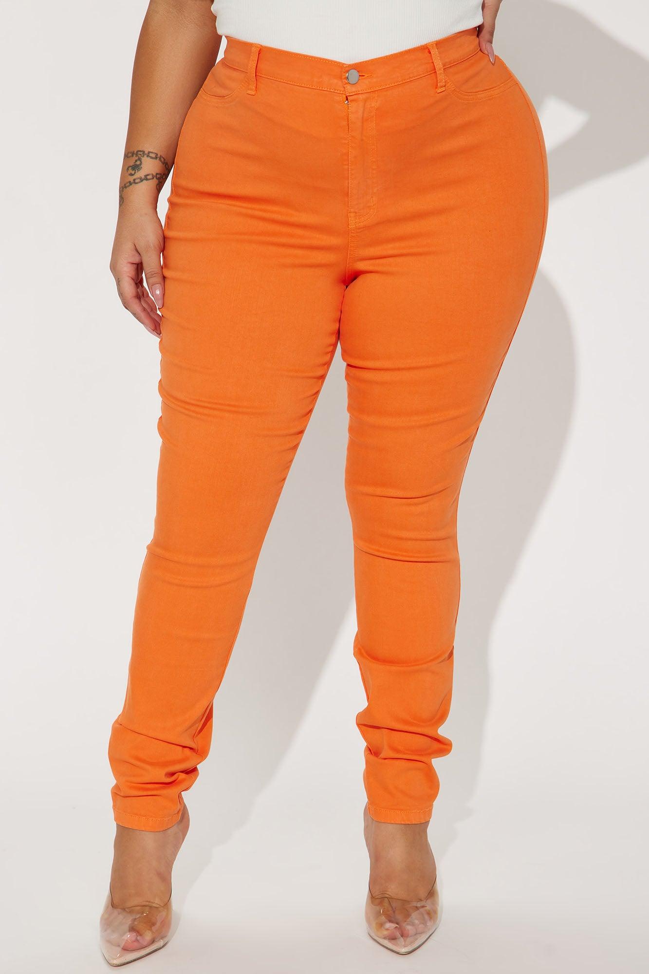 Classic Color High Waist Skinny Jeans - Orange Product Image