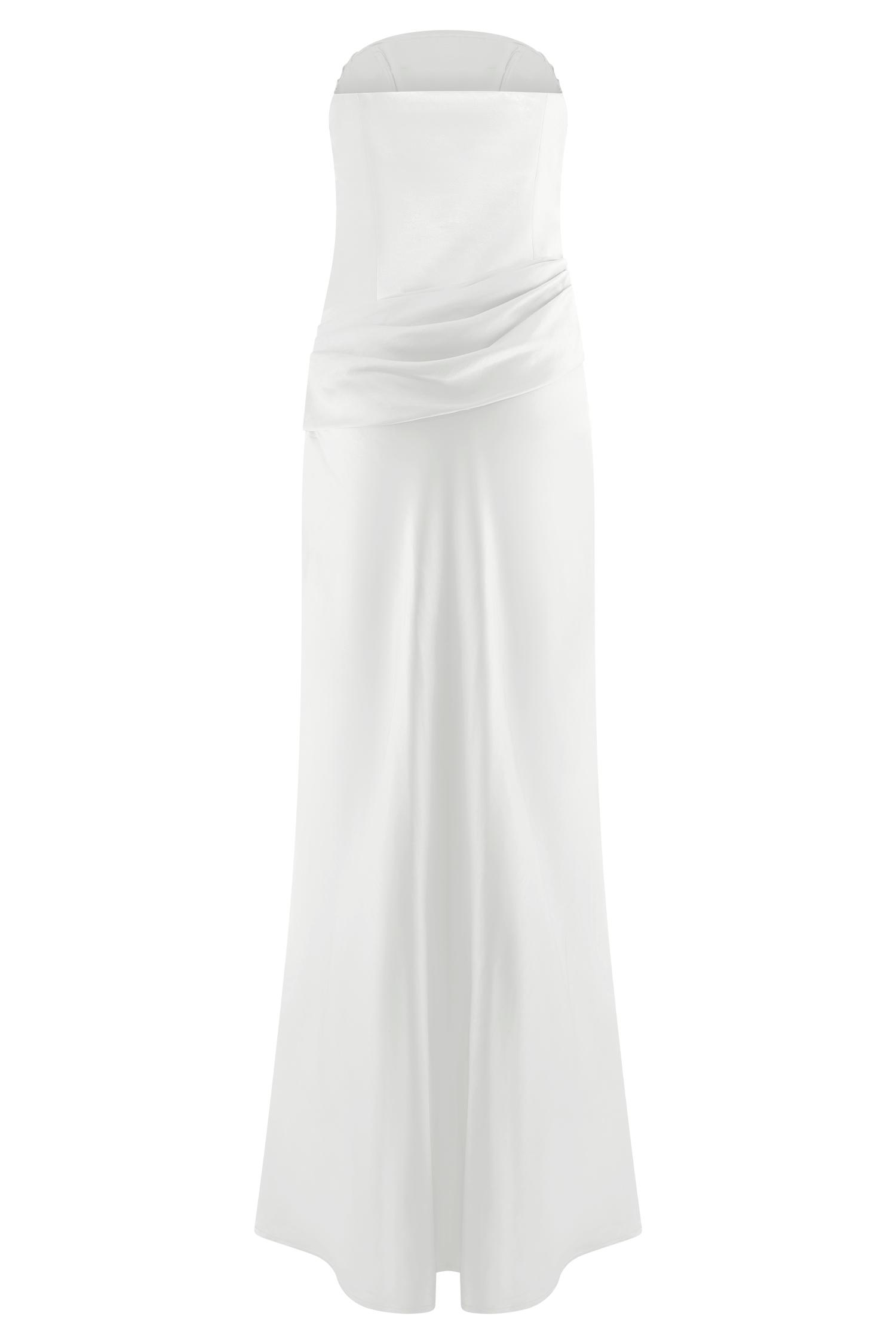 Jasmine Strapless Satin Maxi Dress - White Product Image