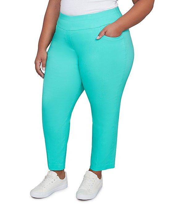 Ruby Rd. Plus Size Silk Tech Straight Leg Pull-On Ankle Pants Product Image