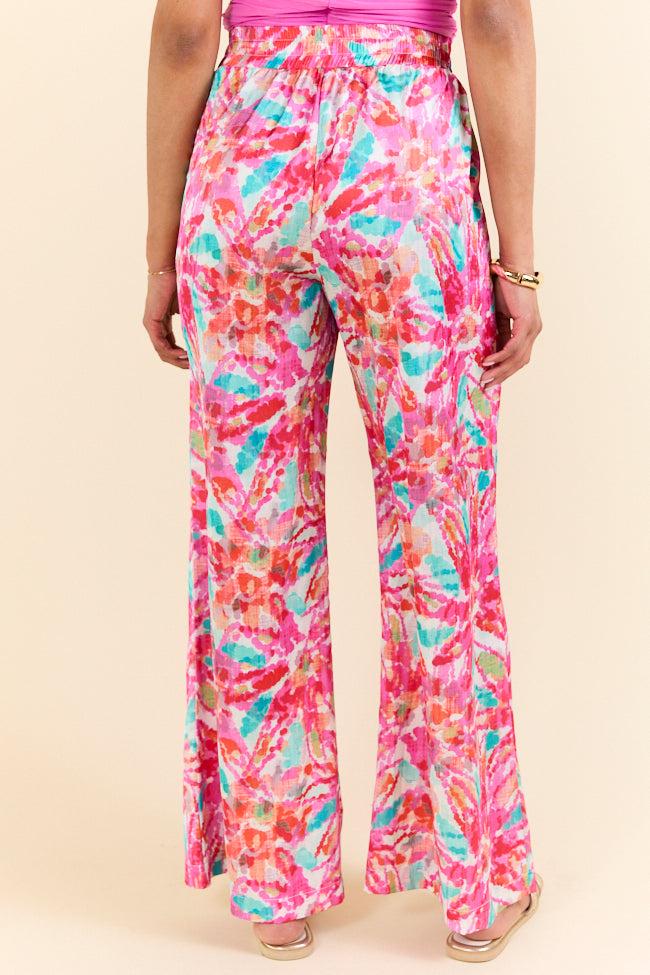 Paddle Out Pink Floral Printed Pull On Pants FINAL SALE Product Image