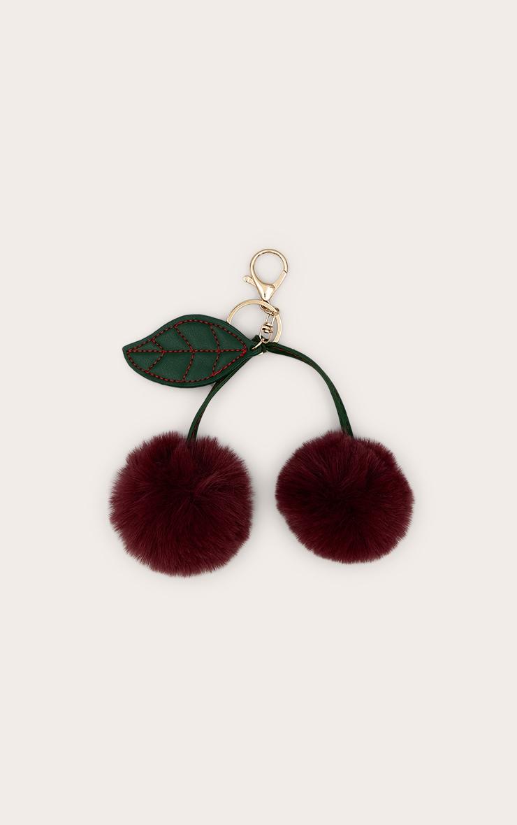 Fluffy Red Cherry Keyring Product Image