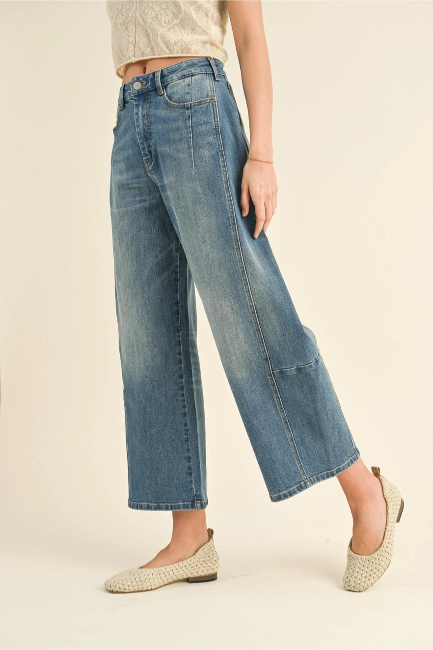 Distressed Denim Wide Leg Jeans Product Image