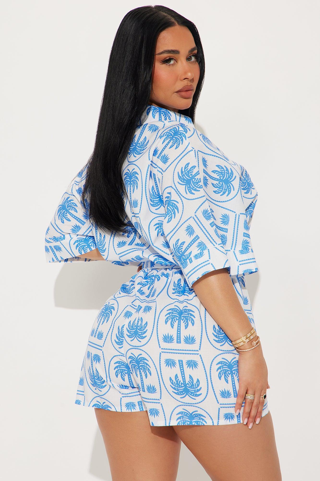 Don't Wait For Me Romper - Blue/combo Product Image