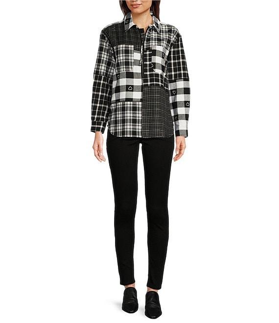 Tru Luxe Mixed Plaid Collar Long Sleeve Shirt Product Image