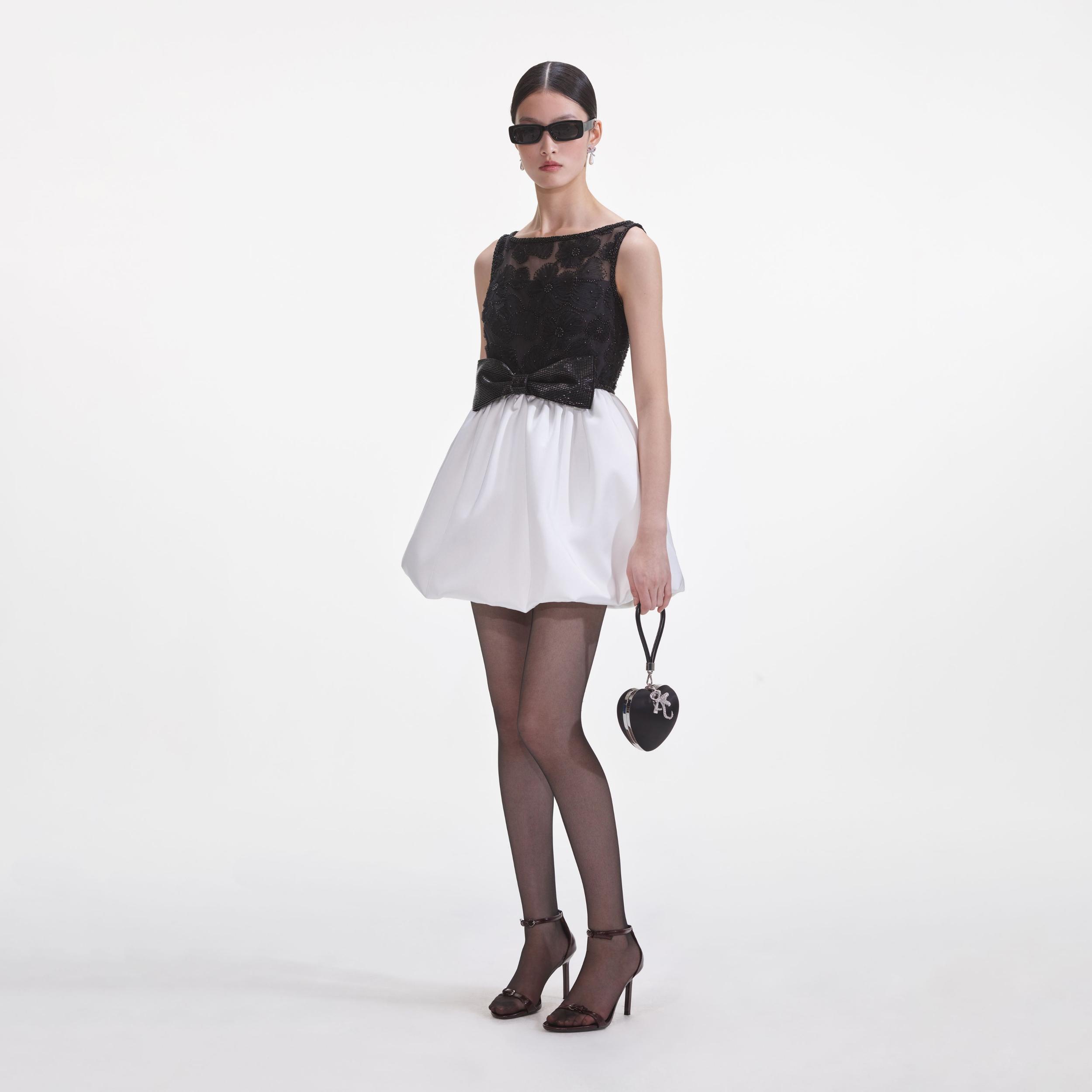 Black And White Tulle Mini Dress Product Image