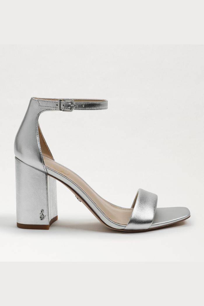 Daniela Block Heel Sandal - Silver Leather Product Image
