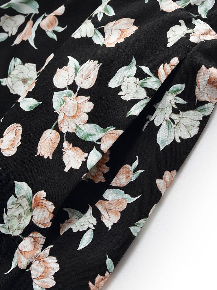 100% Cotton Floral Print Women Knit Skirt Product Image