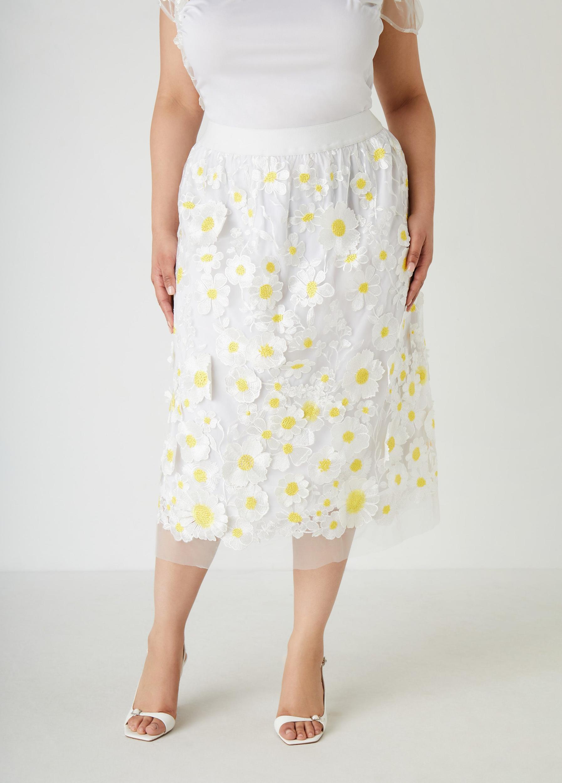 Floral Applique Embroidered Skirt Product Image