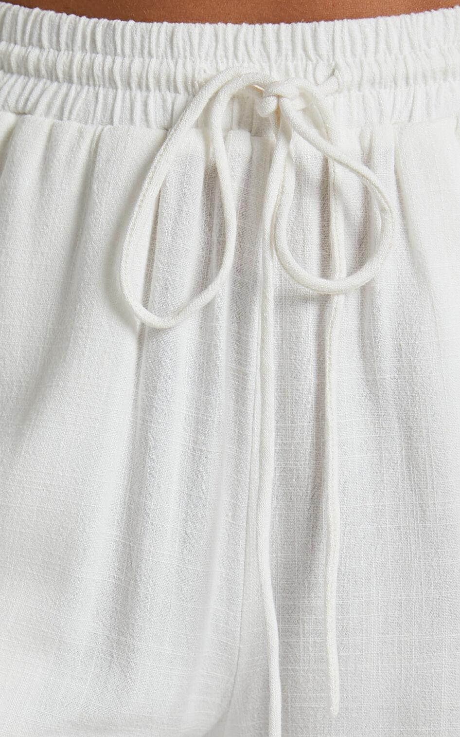 Kala Pants - Mid Waisted Relaxed Elastic Waist Pants in White Product Image