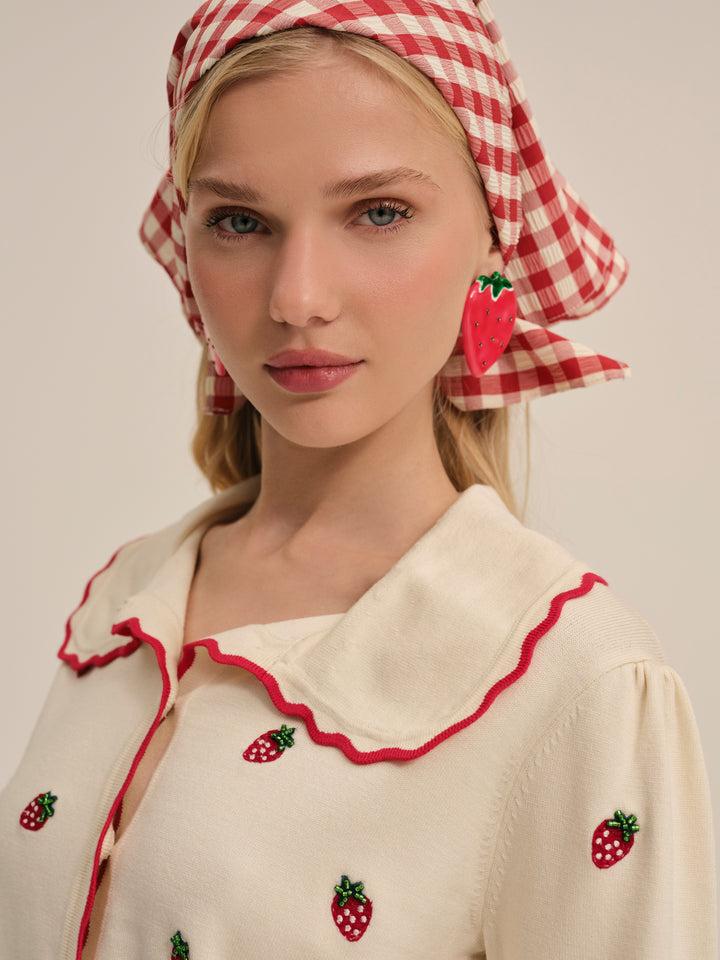 Strawberry Jam Mini Skirt — Cream Product Image