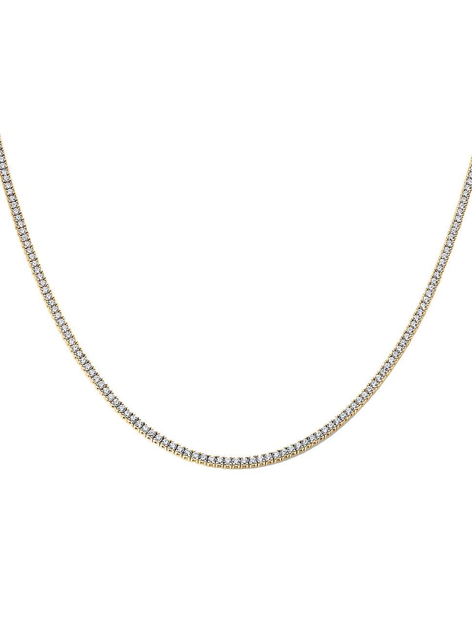 Womens Petite 14K Yellow Gold & 4.10 TCW Diamond Tennis Necklace Product Image