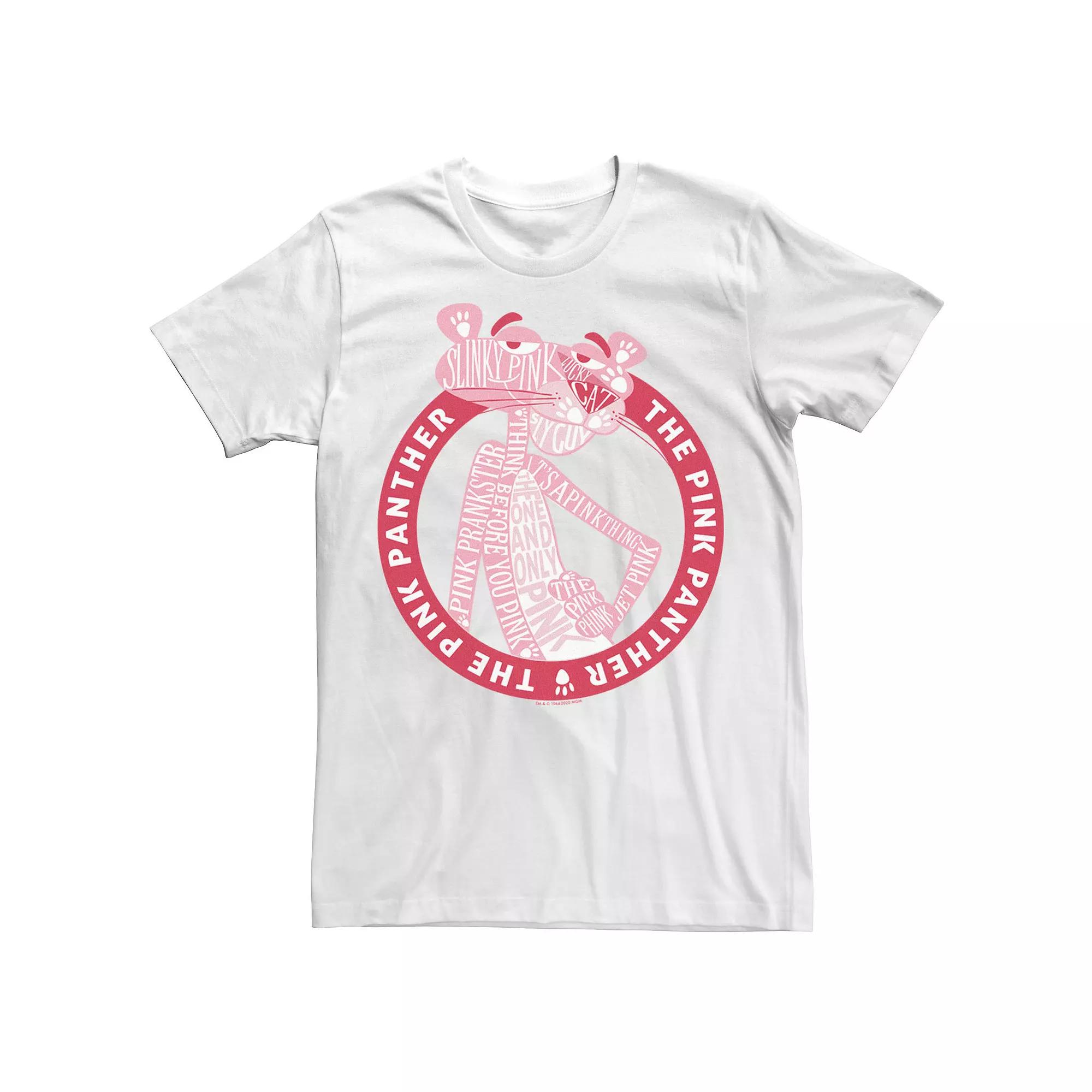 Men's The Pink Panther Text Fill Portrait Tee, Size: XXL, White Product Image