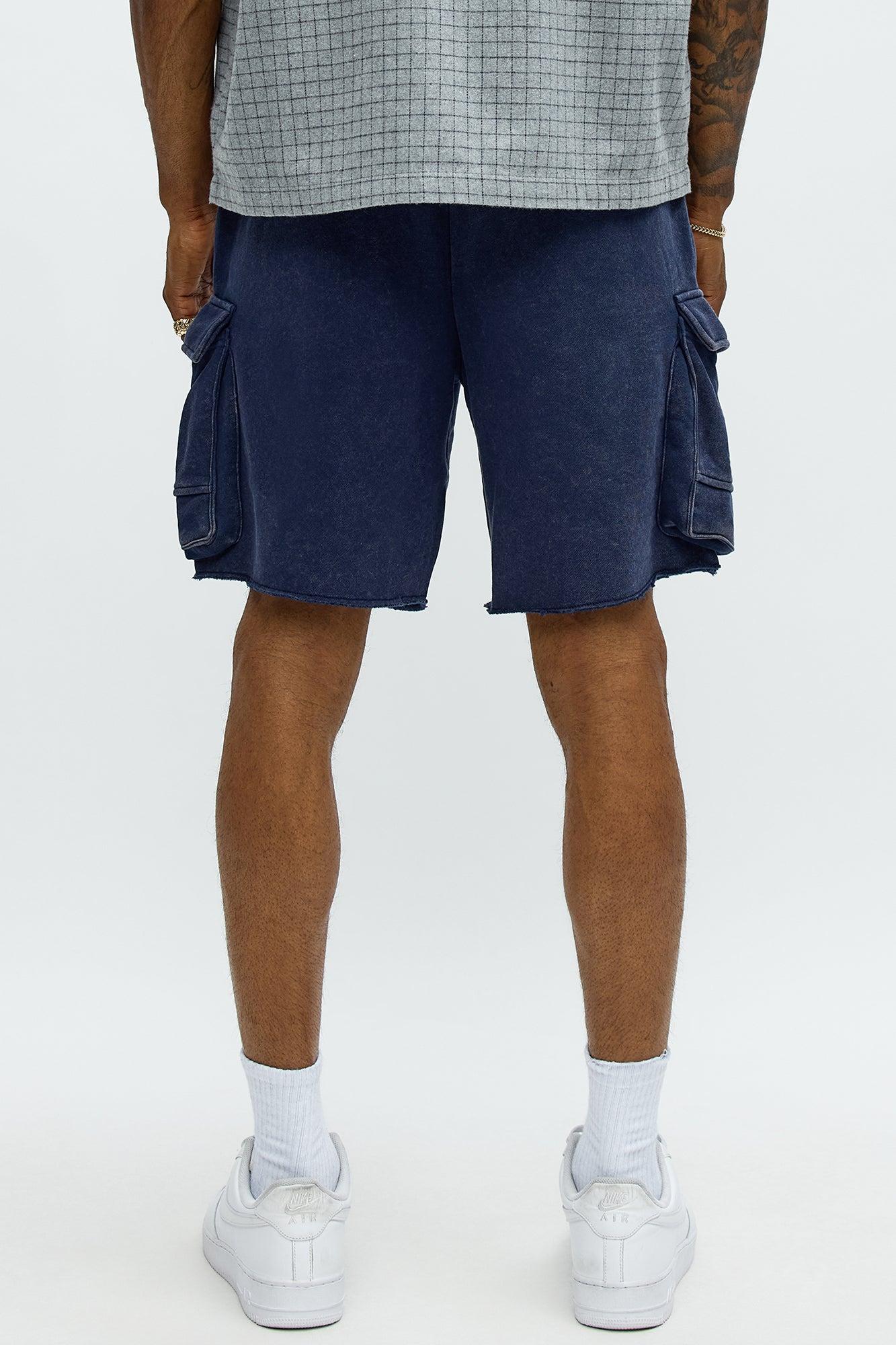 Tyson Bagged Off Cargo Relaxed Shorts - Navy Male Product Image