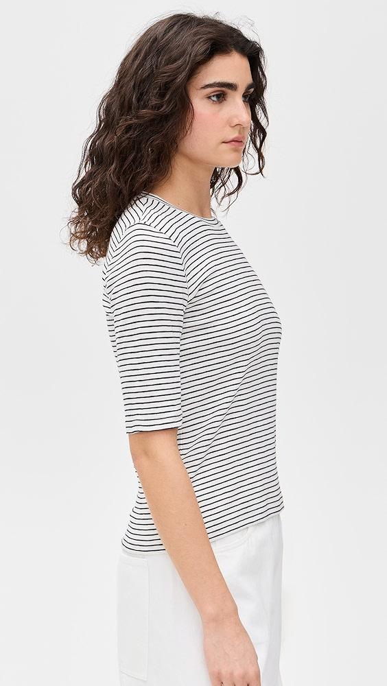 Vince Striped Elbow Sleeve Crew Tee | Shopbop Product Image