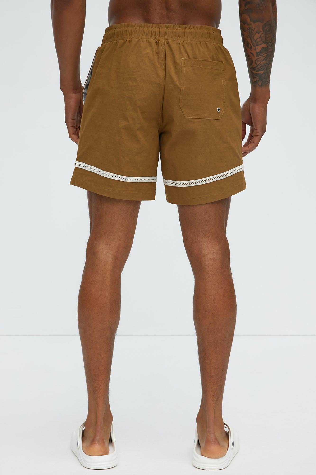 Coastal Applique Swim Classic Trunk - Brown Product Image