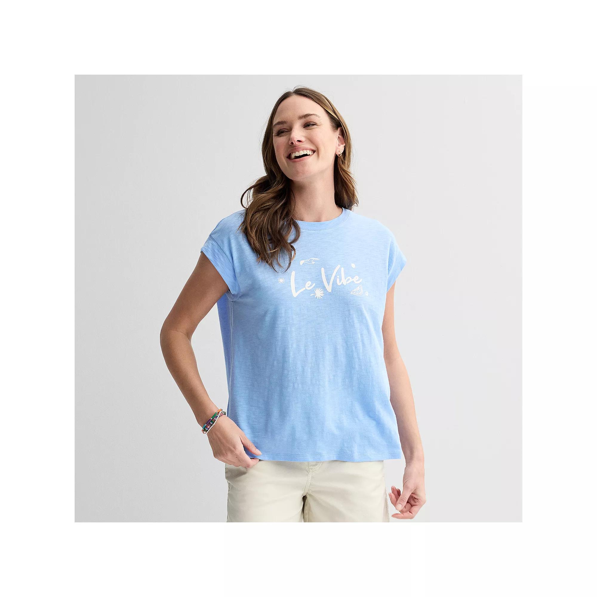 Women's Sonoma Goods For Life® Short Sleeve Muscle Top, Size: XS, Blue Vibe Graphic Product Image