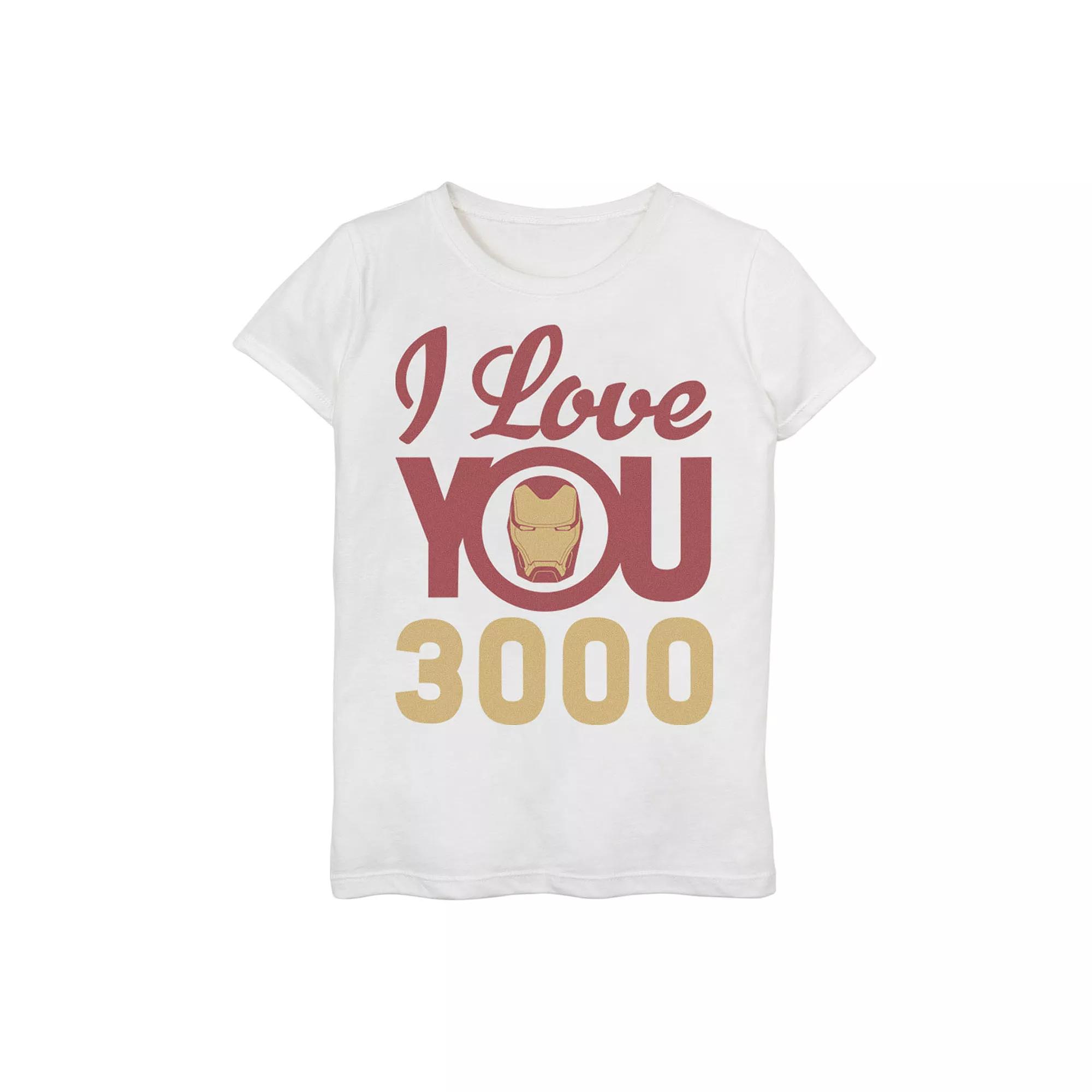 Girls 7-16 Marvel Avengers Endgame Iron Man "I Love You 3000" Helmet Logo Tee, Girl's, Size: Large, White Product Image
