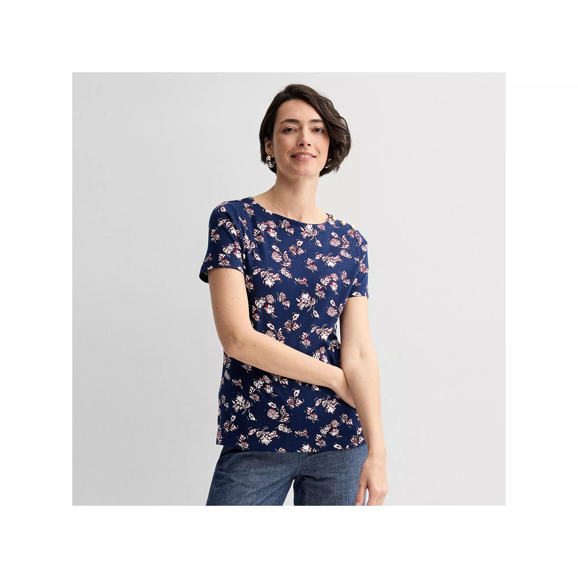 Women's Croft & Barrow® Button Shoulder Tee,  Product Image