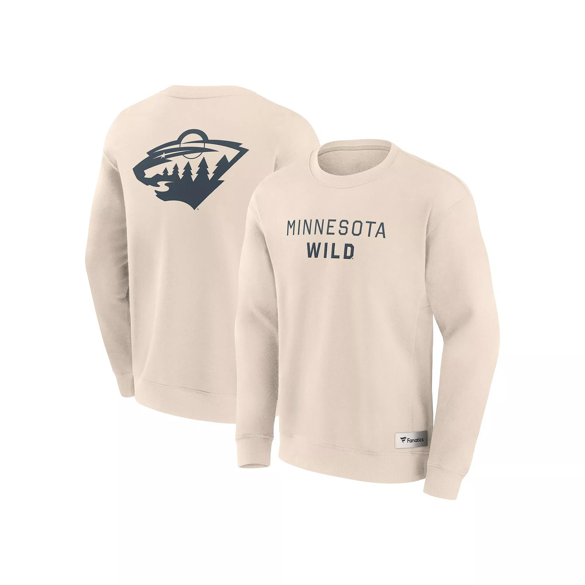 Men's Fanatics Cream Minnesota Wild Elements Future Ground Lettering Pullover Sweatshirt,  Product Image