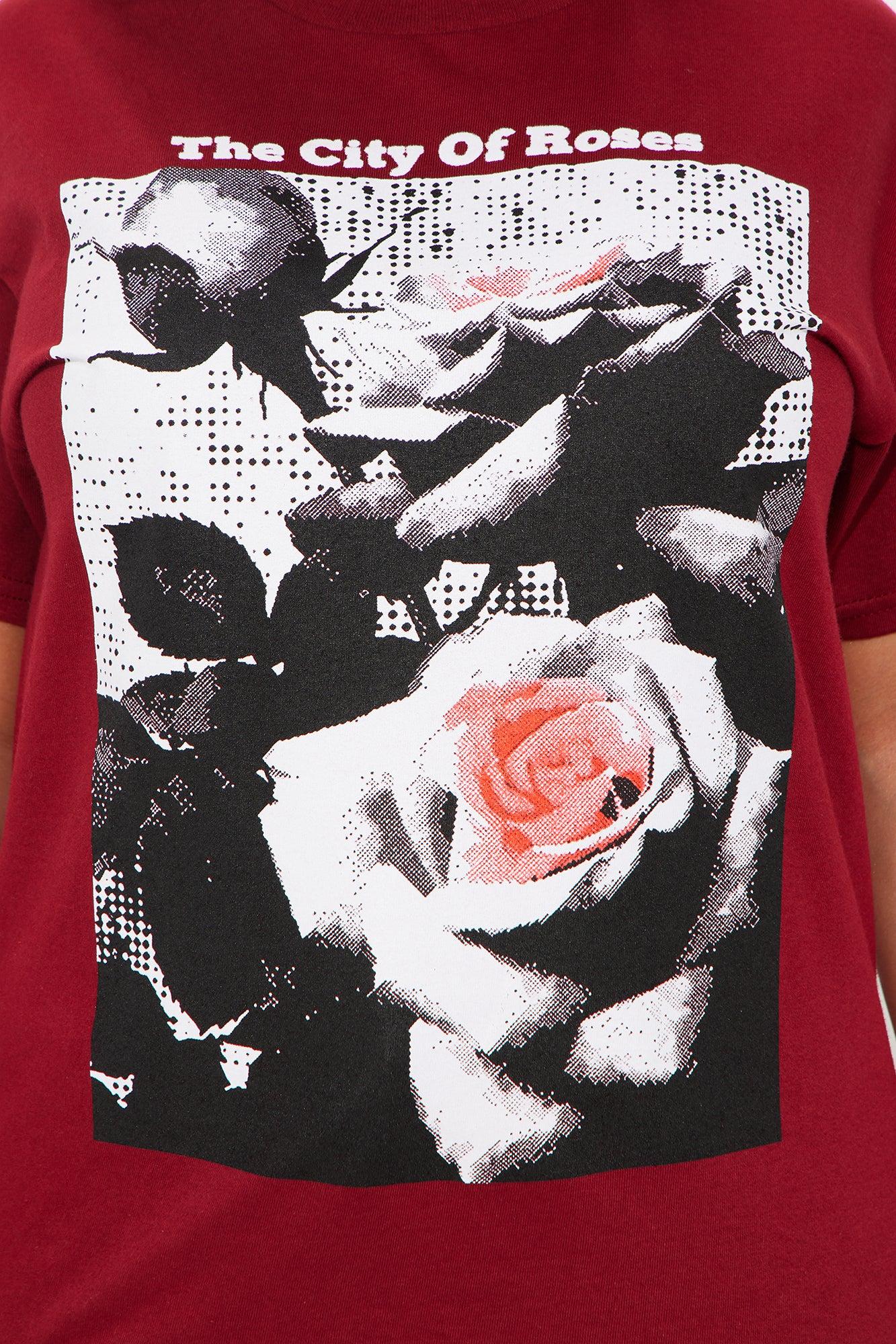 City Of Roses Oversized Tee - Burgundy Female Product Image
