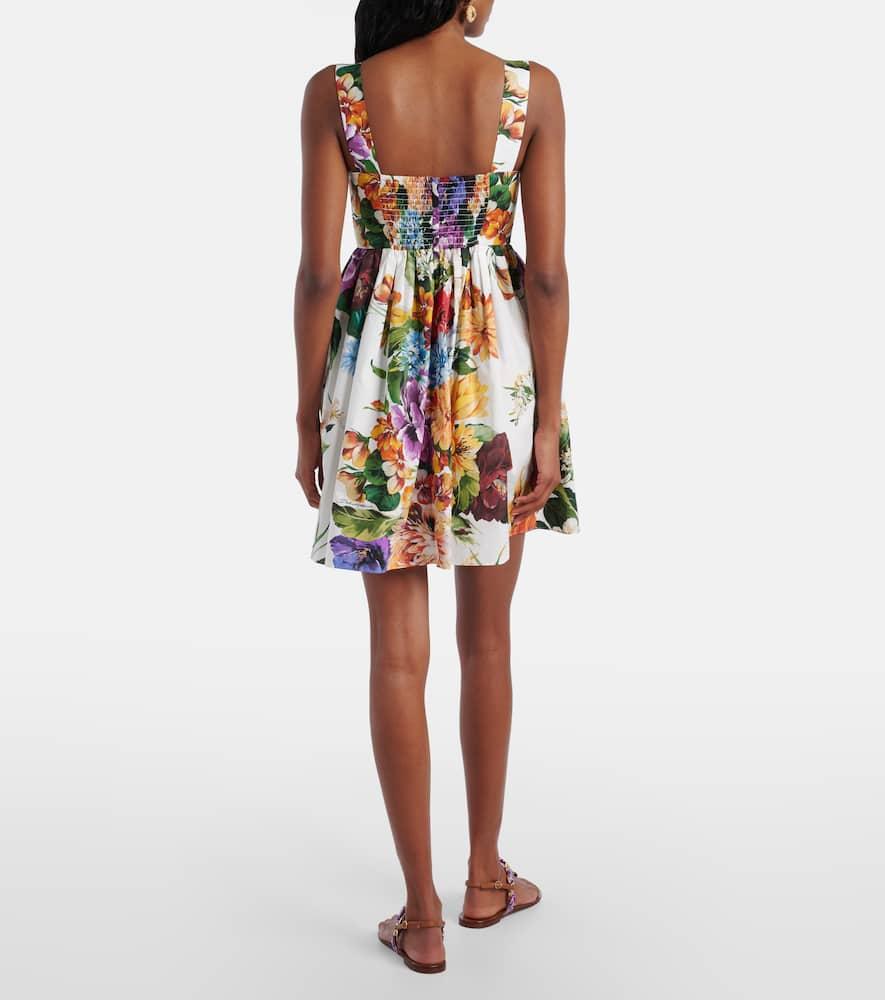 DOLCE & GABBANA Multicolor Sleeveless Dress With Bustier Style Neckline And All-over Floral Print In Cotton Woman Product Image
