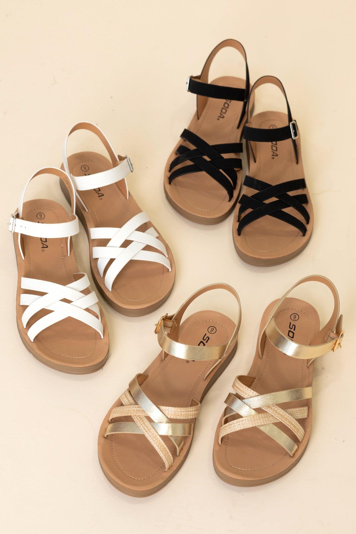 Crisscross Strappy Flat Sandals Product Image