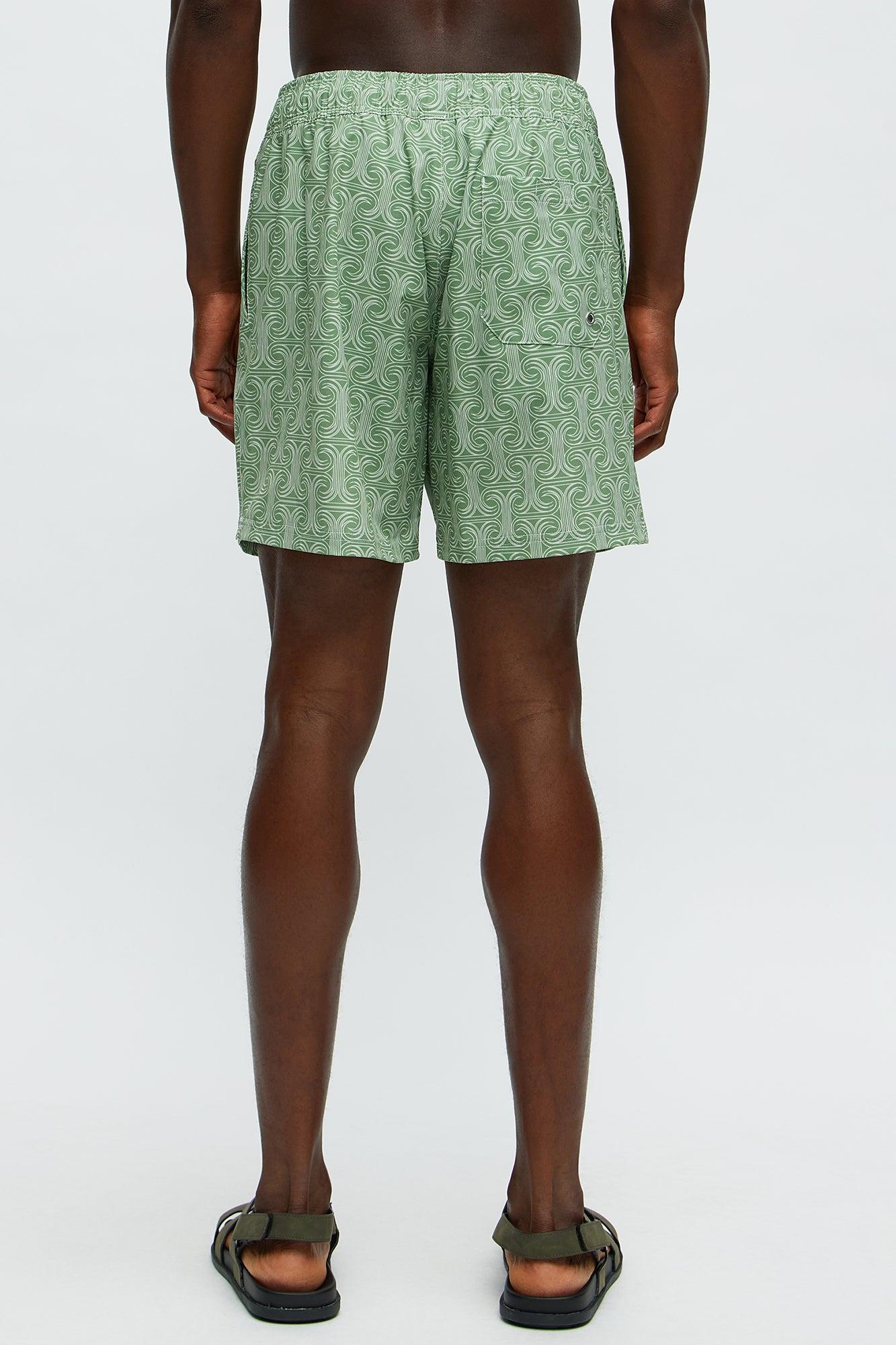 Temple Tide Swim Classic Trunk - Green/combo Product Image